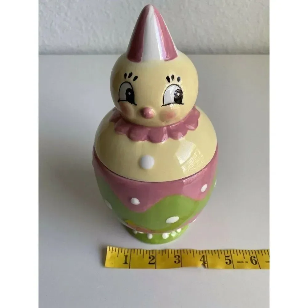 Johanna Parker Carnival Cottage Easter Egg Canister With Chick Topper Ceramic‎
